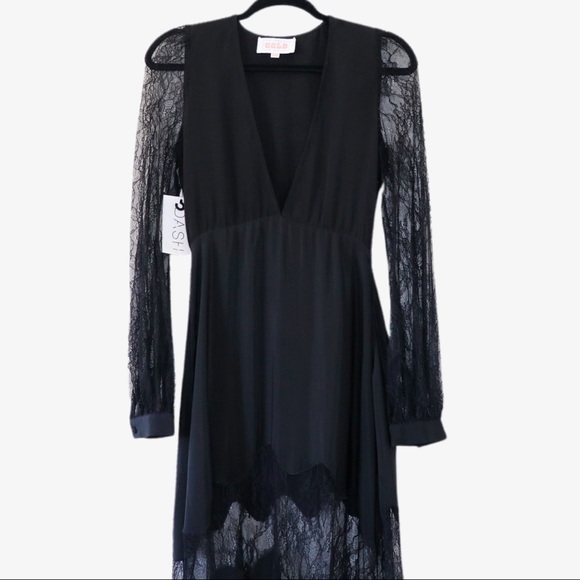 Stone Cold Fox Friar Long Sleeve Lace/Silk Gown - Picture 8 of 11